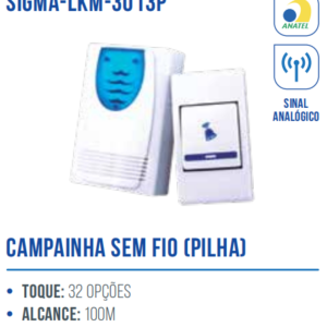 CAMPAINHA SEM FIO (PILHA) LKM-3013P