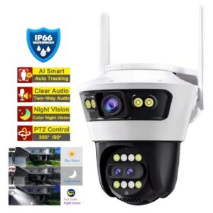 Aitek Câmera Wifi Externa Ptz Com Lente Tripla E Zoom De 12x Cor Branco