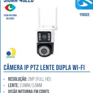 CÂMERA IP PTZ LENTE DUPLA WI-FI