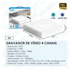 DVR VERSATILE - 5 EM 1 - 5M-N - 4 CANAIS