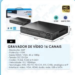 DVR 16 Canais 5.0mp com audio aplicativo xmeye icsee